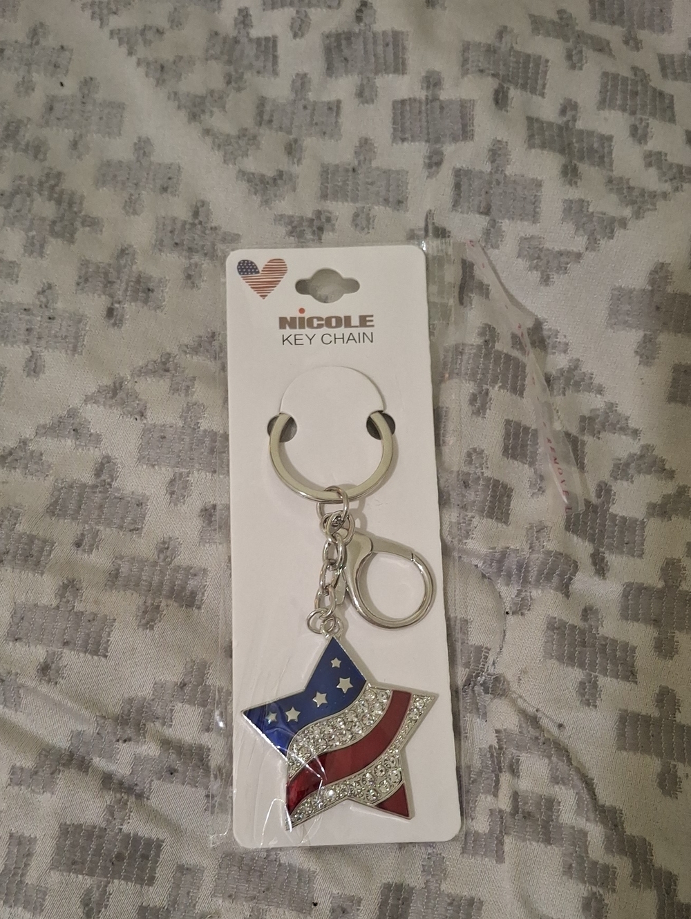 Nicole Star Keychain with Red, White & Blue Enamel